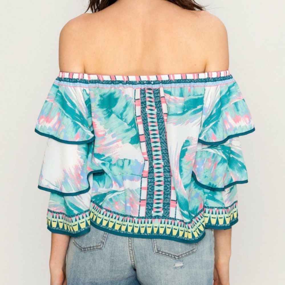 𝐀. 𝐂𝐀𝐋𝐈𝐍 | OFF THE SHOULDER RUFFLED TOP - Picture 2 of 8